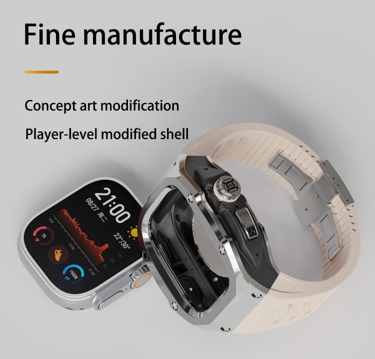 For Apple Watch Ultra 1 / 2 49mm RedPepper Armor Metal Case Integrated Silicone Watch Band(Steel Black White) - Watch Cases by RedPepper | Online Shopping South Africa | PMC Jewellery | Buy Now Pay Later Mobicred