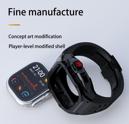 For Apple Watch Ultra 1 / 2 49mm RedPepper Armor Metal Case Integrated Silicone Watch Band(Black) - Watch Cases by RedPepper | Online Shopping South Africa | PMC Jewellery | Buy Now Pay Later Mobicred