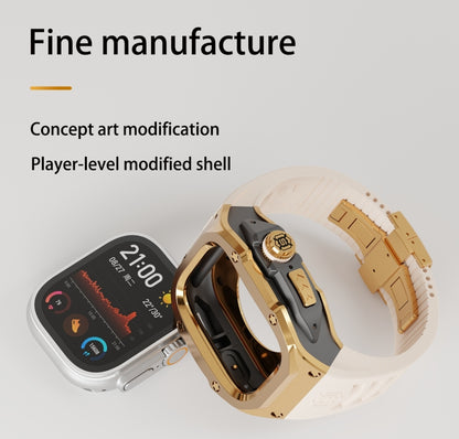 For Apple Watch Ultra 1 / 2 49mm RedPepper Armor Metal Case Integrated Silicone Watch Band(Gold Black White) - Watch Cases by RedPepper | Online Shopping South Africa | PMC Jewellery | Buy Now Pay Later Mobicred