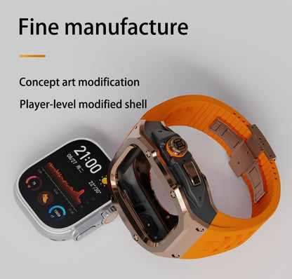 For Apple Watch Ultra 1 / 2 49mm RedPepper Armor Metal Case Integrated Silicone Watch Band(Rose Gold Black Orange) - Watch Cases by RedPepper | Online Shopping South Africa | PMC Jewellery | Buy Now Pay Later Mobicred