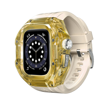 For Apple Watch Ultra 1 / 2 49mm RedPepper Armor Metal Case Integrated Silicone Watch Band(Clear Gold Beige) - Watch Cases by RedPepper | Online Shopping South Africa | PMC Jewellery | Buy Now Pay Later Mobicred