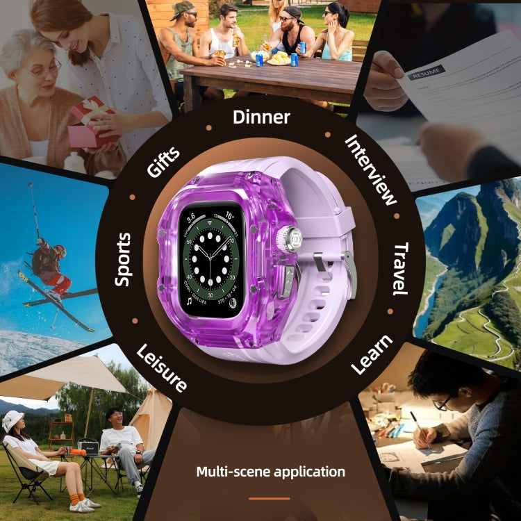 For Apple Watch Ultra 1 / 2 49mm RedPepper Armor Metal Case Integrated Silicone Watch Band(Clear Purple) - Watch Cases by RedPepper | Online Shopping South Africa | PMC Jewellery | Buy Now Pay Later Mobicred