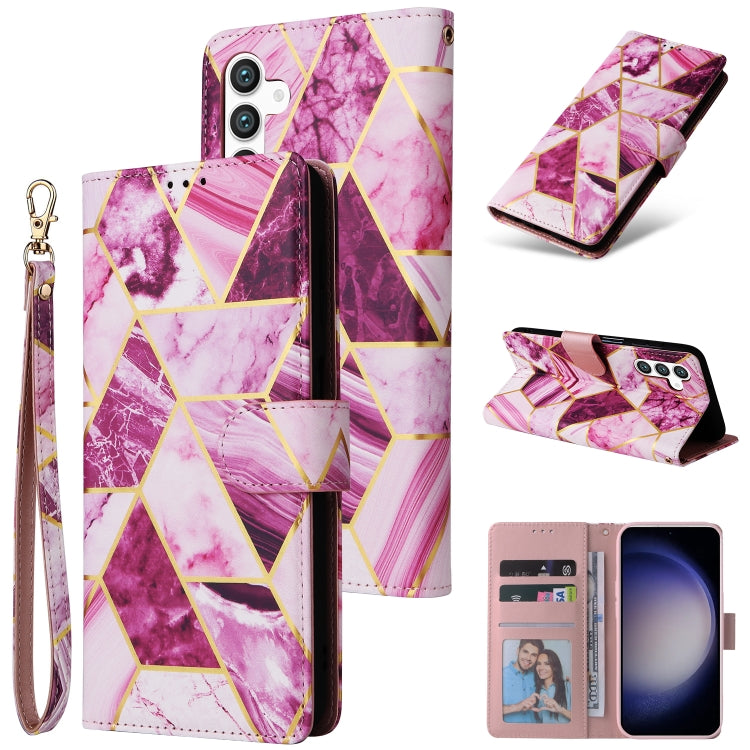 For Samsung Galaxy S25 5G Marble Bronzing Stitching Leather Phone Case(Purple) - Galaxy S25 5G Cases by PMC Jewellery | Online Shopping South Africa | PMC Jewellery | Buy Now Pay Later Mobicred