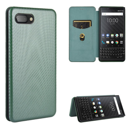 For BlackBerry KEY2 Carbon Fiber Texture Horizontal Flip TPU + PC + PU Leather Case with Card Slot(Green) - BlackBerry by PMC Jewellery | Online Shopping South Africa | PMC Jewellery