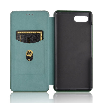 For BlackBerry KEY2 Carbon Fiber Texture Horizontal Flip TPU + PC + PU Leather Case with Card Slot(Green) - BlackBerry by PMC Jewellery | Online Shopping South Africa | PMC Jewellery