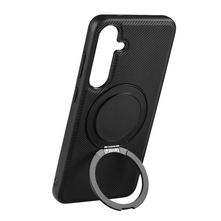 For Samsung Galaxy S25 5G ViLi TCY Series Kevlar Leather Texture Rotating Holder Phone Case(Black) - Galaxy S25 5G Cases by ViLi | Online Shopping South Africa | PMC Jewellery | Buy Now Pay Later Mobicred