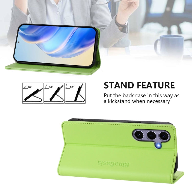 For Samsung Galaxy S24 / S25 5G RC01 Dual-Folded Magnetic Suction RFID Leather Phone Case(Grass Green) - Galaxy S25 5G Cases by PMC Jewellery | Online Shopping South Africa | PMC Jewellery | Buy Now Pay Later Mobicred