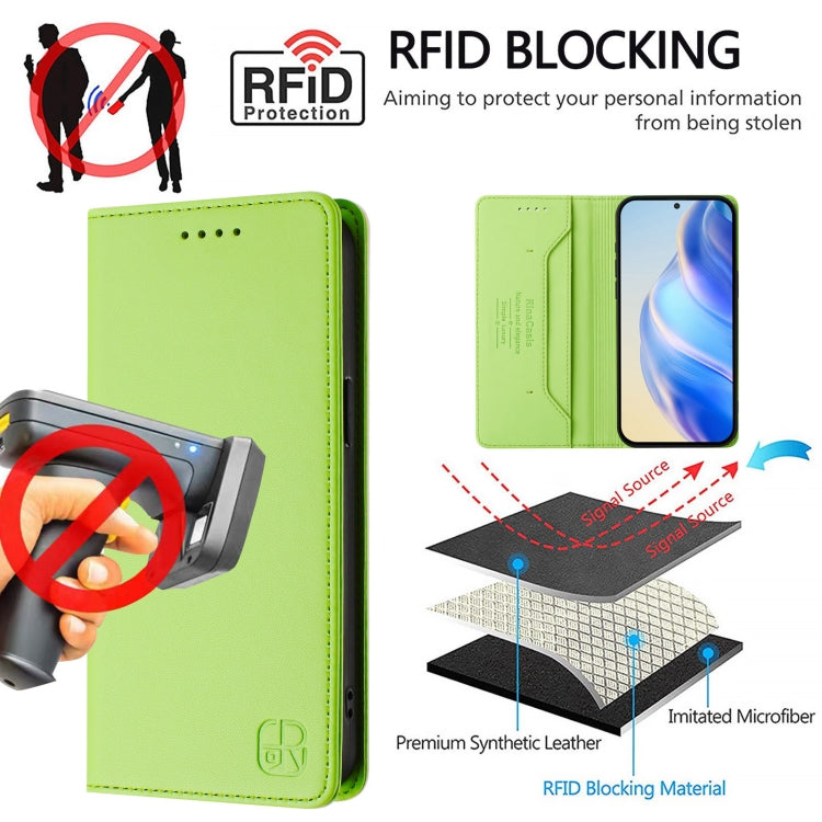 For Samsung Galaxy S24 / S25 5G RC01 Dual-Folded Magnetic Suction RFID Leather Phone Case(Grass Green) - Galaxy S25 5G Cases by PMC Jewellery | Online Shopping South Africa | PMC Jewellery | Buy Now Pay Later Mobicred