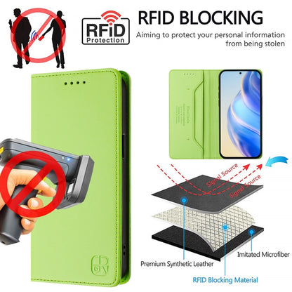 For Samsung Galaxy S24 / S25 5G RC01 Dual-Folded Magnetic Suction RFID Leather Phone Case(Grass Green) - Galaxy S25 5G Cases by PMC Jewellery | Online Shopping South Africa | PMC Jewellery | Buy Now Pay Later Mobicred