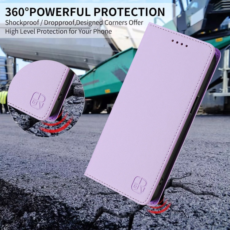 For Samsung Galaxy S24 / S25 5G RC01 Dual-Folded Magnetic Suction RFID Leather Phone Case(Light Purple) - Galaxy S25 5G Cases by PMC Jewellery | Online Shopping South Africa | PMC Jewellery | Buy Now Pay Later Mobicred