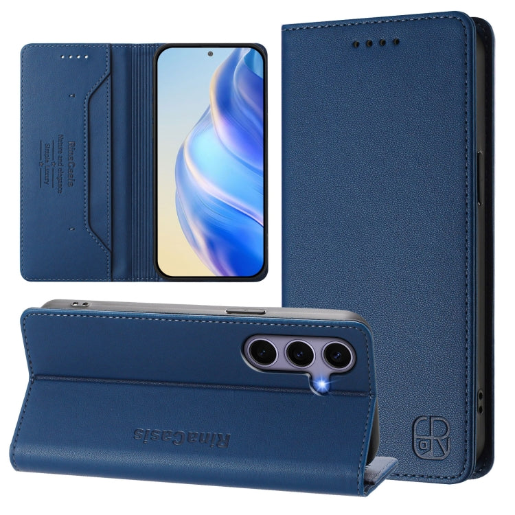 For Samsung Galaxy S24 / S25 5G RC01 Dual-Folded Magnetic Suction RFID Leather Phone Case(Dark Blue) - Galaxy S25 5G Cases by PMC Jewellery | Online Shopping South Africa | PMC Jewellery | Buy Now Pay Later Mobicred