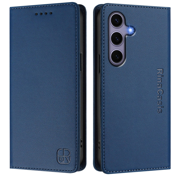 For Samsung Galaxy S24 / S25 5G RC01 Dual-Folded Magnetic Suction RFID Leather Phone Case(Dark Blue) - Galaxy S25 5G Cases by PMC Jewellery | Online Shopping South Africa | PMC Jewellery | Buy Now Pay Later Mobicred