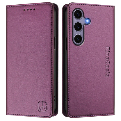 For Samsung Galaxy S24 / S25 5G RC01 Dual-Folded Magnetic Suction RFID Leather Phone Case(Violet) - Galaxy S25 5G Cases by PMC Jewellery | Online Shopping South Africa | PMC Jewellery | Buy Now Pay Later Mobicred