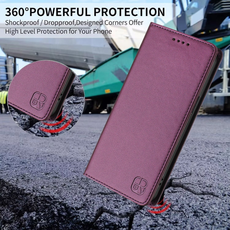 For Samsung Galaxy S24 / S25 5G RC01 Dual-Folded Magnetic Suction RFID Leather Phone Case(Violet) - Galaxy S25 5G Cases by PMC Jewellery | Online Shopping South Africa | PMC Jewellery | Buy Now Pay Later Mobicred