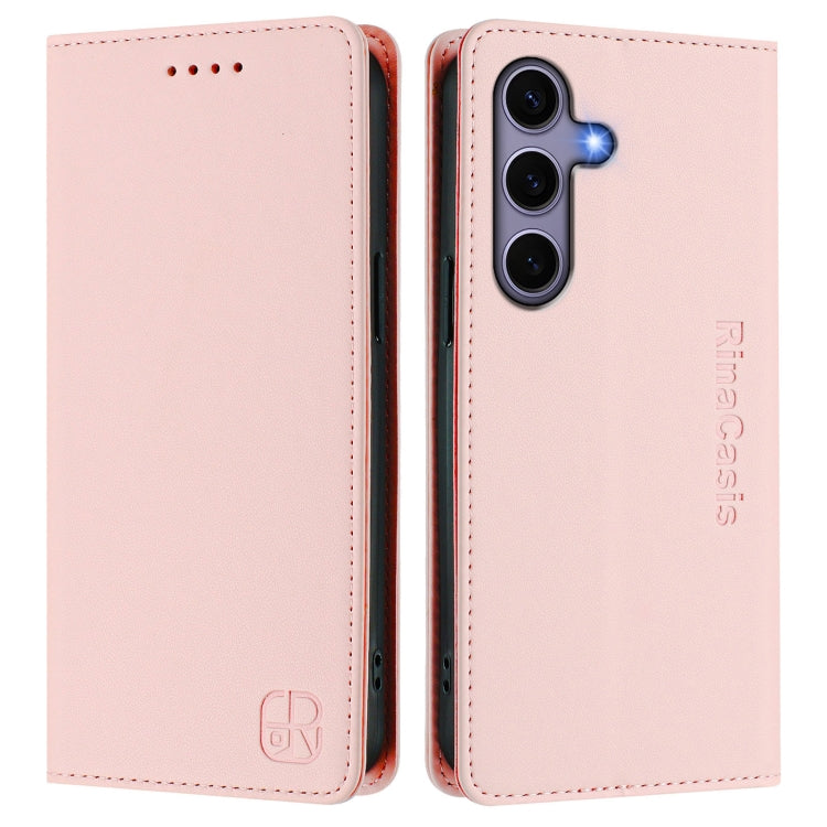 For Samsung Galaxy S24+ / S25+ 5G RC01 Dual-Folded Magnetic Suction RFID Leather Phone Case(Pink) - Galaxy S25+ 5G Cases by PMC Jewellery | Online Shopping South Africa | PMC Jewellery | Buy Now Pay Later Mobicred