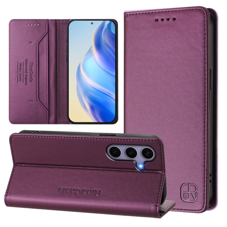 For Samsung Galaxy S24+ / S25+ 5G RC01 Dual-Folded Magnetic Suction RFID Leather Phone Case(Violet) - Galaxy S25+ 5G Cases by PMC Jewellery | Online Shopping South Africa | PMC Jewellery | Buy Now Pay Later Mobicred