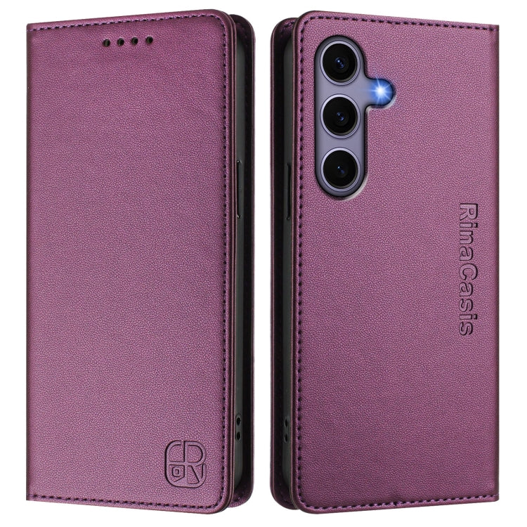 For Samsung Galaxy S24+ / S25+ 5G RC01 Dual-Folded Magnetic Suction RFID Leather Phone Case(Violet) - Galaxy S25+ 5G Cases by PMC Jewellery | Online Shopping South Africa | PMC Jewellery | Buy Now Pay Later Mobicred