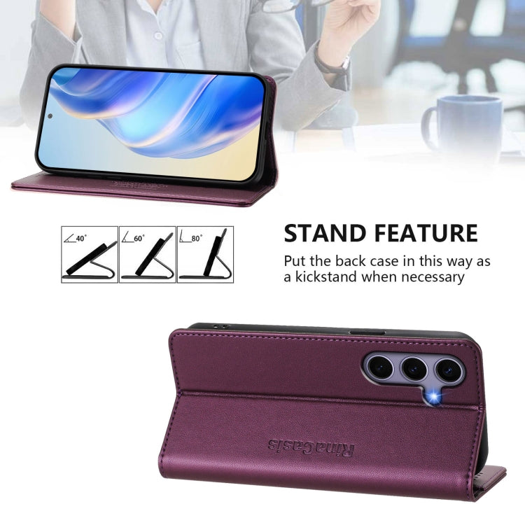 For Samsung Galaxy S24+ / S25+ 5G RC01 Dual-Folded Magnetic Suction RFID Leather Phone Case(Violet) - Galaxy S25+ 5G Cases by PMC Jewellery | Online Shopping South Africa | PMC Jewellery | Buy Now Pay Later Mobicred