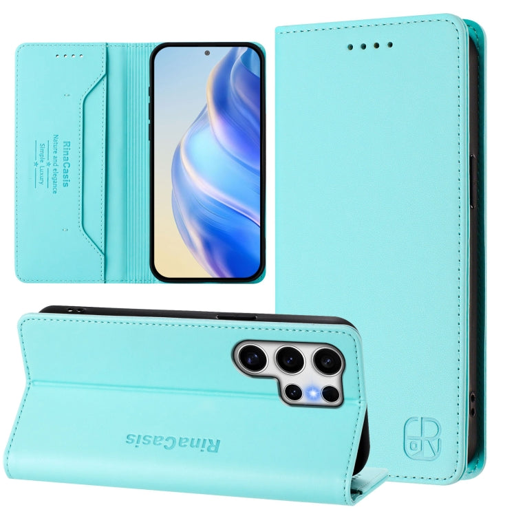 For Samsung Galaxy S25 Ultra 5G RC01 Dual-Folded Magnetic Suction RFID Leather Phone Case(Mint Green) - Galaxy S25 Ultra 5G Cases by PMC Jewellery | Online Shopping South Africa | PMC Jewellery | Buy Now Pay Later Mobicred