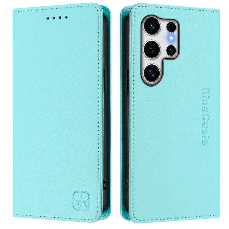 For Samsung Galaxy S25 Ultra 5G RC01 Dual-Folded Magnetic Suction RFID Leather Phone Case(Mint Green) - Galaxy S25 Ultra 5G Cases by PMC Jewellery | Online Shopping South Africa | PMC Jewellery | Buy Now Pay Later Mobicred