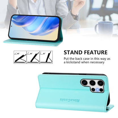 For Samsung Galaxy S25 Ultra 5G RC01 Dual-Folded Magnetic Suction RFID Leather Phone Case(Mint Green) - Galaxy S25 Ultra 5G Cases by PMC Jewellery | Online Shopping South Africa | PMC Jewellery | Buy Now Pay Later Mobicred