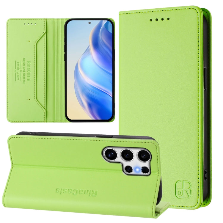 For Samsung Galaxy S25 Ultra 5G RC01 Dual-Folded Magnetic Suction RFID Leather Phone Case(Grass Green) - Galaxy S25 Ultra 5G Cases by PMC Jewellery | Online Shopping South Africa | PMC Jewellery | Buy Now Pay Later Mobicred