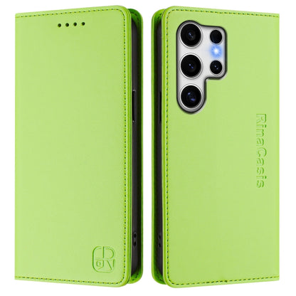 For Samsung Galaxy S25 Ultra 5G RC01 Dual-Folded Magnetic Suction RFID Leather Phone Case(Grass Green) - Galaxy S25 Ultra 5G Cases by PMC Jewellery | Online Shopping South Africa | PMC Jewellery | Buy Now Pay Later Mobicred