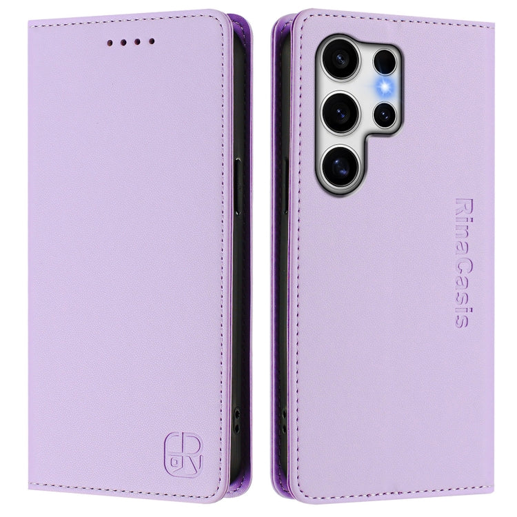 For Samsung Galaxy S25 Ultra 5G RC01 Dual-Folded Magnetic Suction RFID Leather Phone Case(Light Purple) - Galaxy S25 Ultra 5G Cases by PMC Jewellery | Online Shopping South Africa | PMC Jewellery | Buy Now Pay Later Mobicred