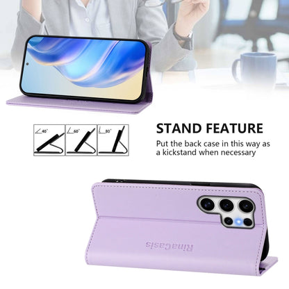 For Samsung Galaxy S25 Ultra 5G RC01 Dual-Folded Magnetic Suction RFID Leather Phone Case(Light Purple) - Galaxy S25 Ultra 5G Cases by PMC Jewellery | Online Shopping South Africa | PMC Jewellery | Buy Now Pay Later Mobicred