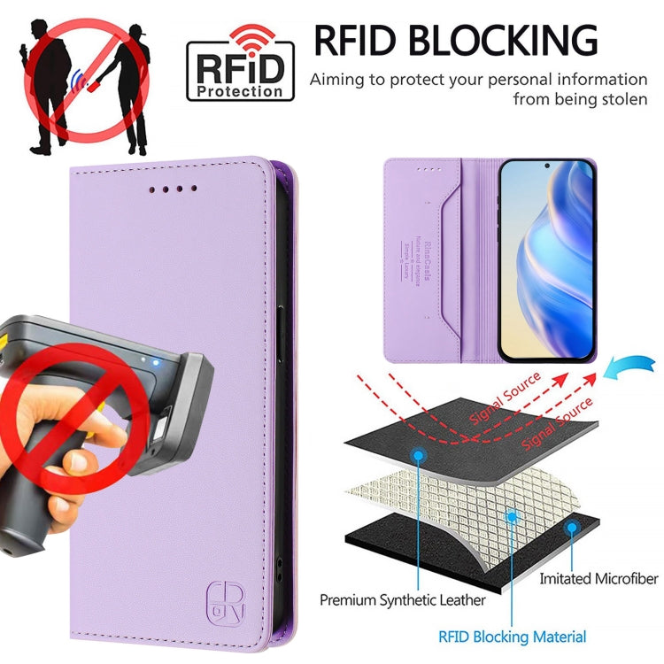 For Samsung Galaxy S25 Ultra 5G RC01 Dual-Folded Magnetic Suction RFID Leather Phone Case(Light Purple) - Galaxy S25 Ultra 5G Cases by PMC Jewellery | Online Shopping South Africa | PMC Jewellery | Buy Now Pay Later Mobicred