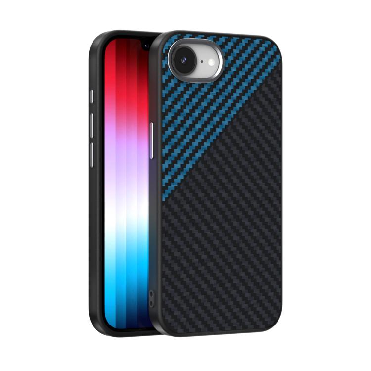 For iPhone 16e ABEEL C Carbon Fiber Series 6D Micro Relief MagSafe Phone Case(Black Blue) - iPhone 16e Cases by PMC TechLife | Online Shopping South Africa | PMC TechLife | Buy Now Pay Later Mobicred