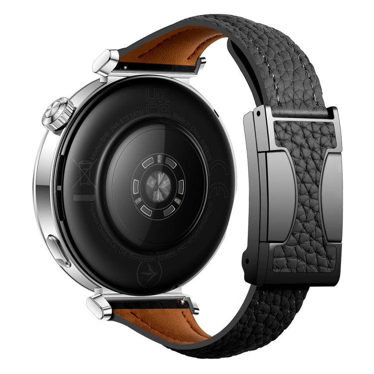 18mm Universal Slim Magnetic Buckle Genuine Leather Watch Band(Black) - free shipping - PMc TechLife - Order now!