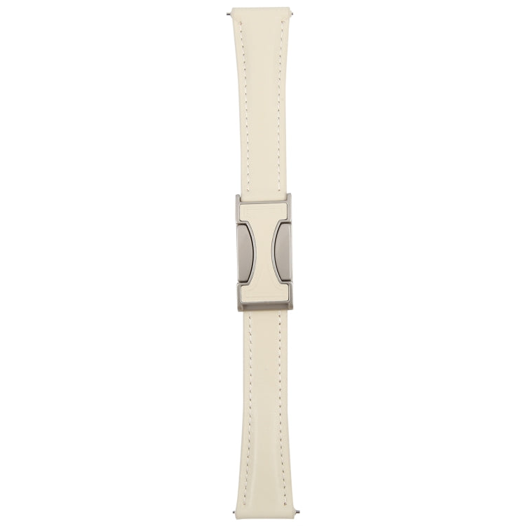 18mm Universal Slim Magnetic Buckle Genuine Leather Watch Band(Plain Weave Beige) - free shipping - PMc TechLife - Order now!