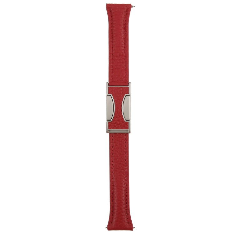 20mm Universal Slim Magnetic Buckle Genuine Leather Watch Band(Red) - free shipping - PMc TechLife - Order now!