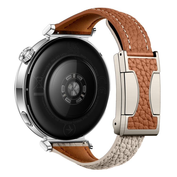 20mm Universal Slim Magnetic Buckle Genuine Leather Watch Band(Brown Light Grey) - free shipping - PMc TechLife - Order now!