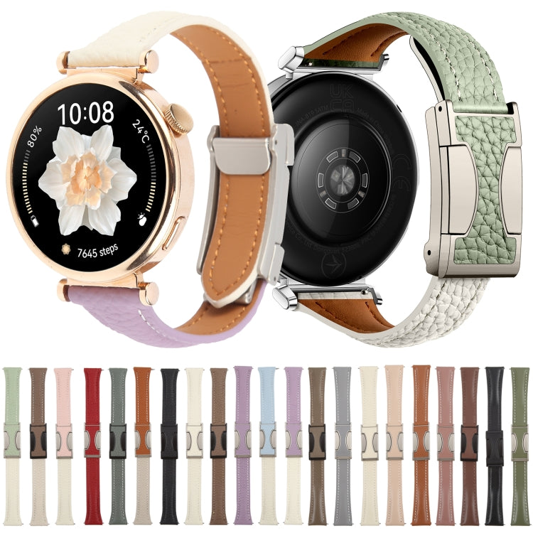 18mm Universal Slim Magnetic Buckle Genuine Leather Watch Band(Plain Weave Grey) - free shipping - PMc TechLife - Order now!