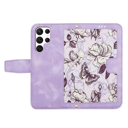 For Samsung Galaxy S25 Ultra 5G Floral Pattern Leather Phone Case with Lanyard(Light Purple) - Galaxy S25 Ultra 5G Cases by PMC Jewellery | Online Shopping South Africa | PMC Jewellery | Buy Now Pay Later Mobicred