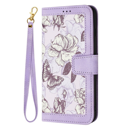 For Samsung Galaxy S25+ 5G Floral Pattern Leather Phone Case with Lanyard(Light Purple) - Galaxy S25+ 5G Cases by PMC Jewellery | Online Shopping South Africa | PMC Jewellery | Buy Now Pay Later Mobicred