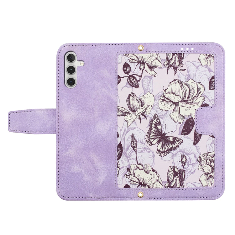 For Samsung Galaxy S25+ 5G Floral Pattern Leather Phone Case with Lanyard(Light Purple) - Galaxy S25+ 5G Cases by PMC Jewellery | Online Shopping South Africa | PMC Jewellery | Buy Now Pay Later Mobicred