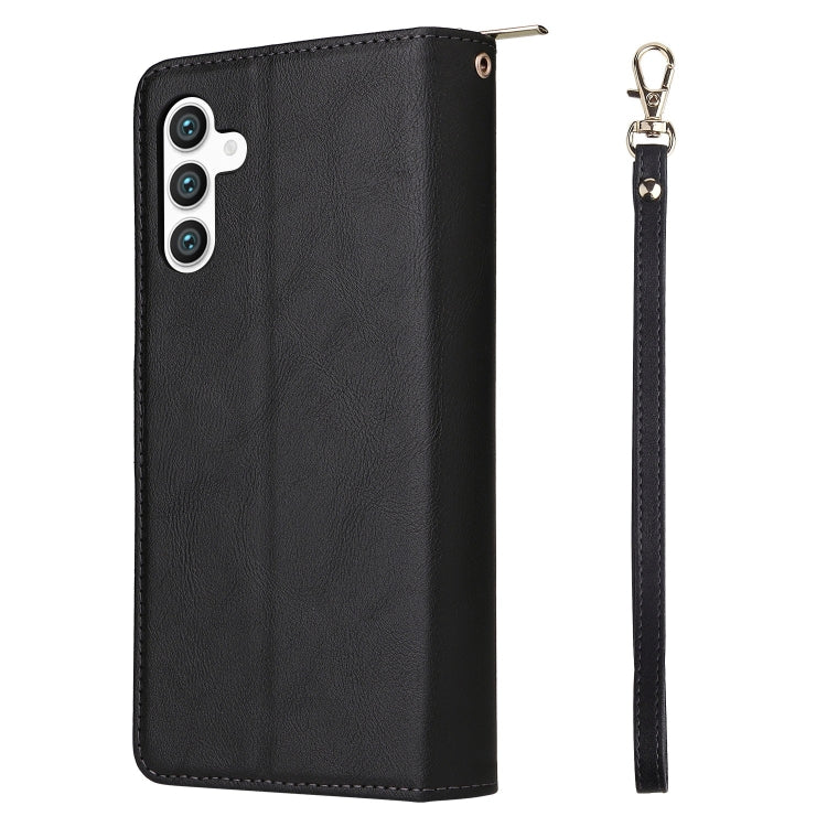 For Samsung Galaxy S25 5G 9-Card Slots Zipper Wallet Bag Leather Phone Case(Black) - Galaxy S25 5G Cases by PMC Jewellery | Online Shopping South Africa | PMC Jewellery | Buy Now Pay Later Mobicred