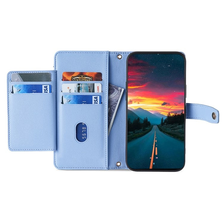 For Fujitsu Arrows We2 Sheep Texture Cross-body Zipper Wallet Leather Phone Case(Blue) - More Brand by PMC TechLife | Online Shopping South Africa | PMC TechLife | Buy Now Pay Later Mobicred