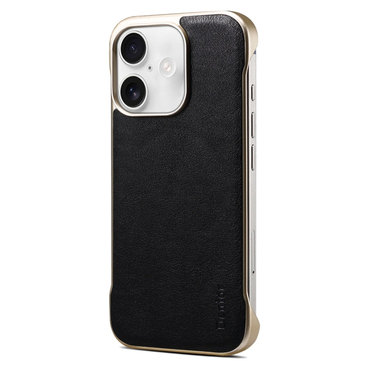 For iPhone 16 Plus Denior MagSafe Genuine Leather Calf Texture  Phone Case(Black) - iPhone 16 Plus Cases by Denior | Online Shopping South Africa | PMC Jewellery | Buy Now Pay Later Mobicred