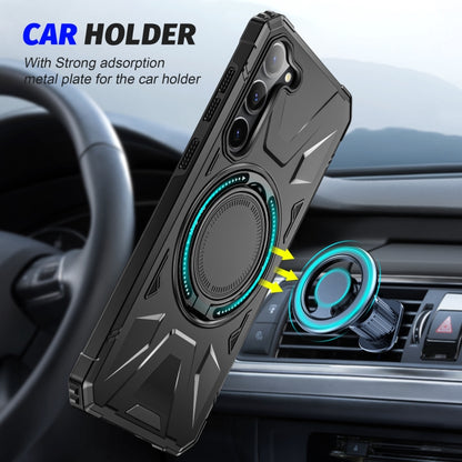 For Samsung Galaxy S25+ 5G MagSafe Magnetic Shockproof Phone Case with Ring Holder(Black) - Galaxy S25+ 5G Cases by PMC Jewellery | Online Shopping South Africa | PMC Jewellery | Buy Now Pay Later Mobicred