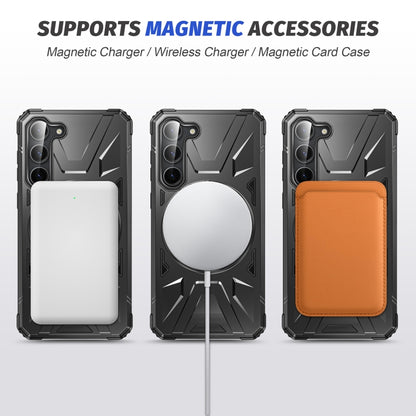 For Samsung Galaxy S25+ 5G MagSafe Magnetic Shockproof Phone Case with Ring Holder(Black) - Galaxy S25+ 5G Cases by PMC Jewellery | Online Shopping South Africa | PMC Jewellery | Buy Now Pay Later Mobicred