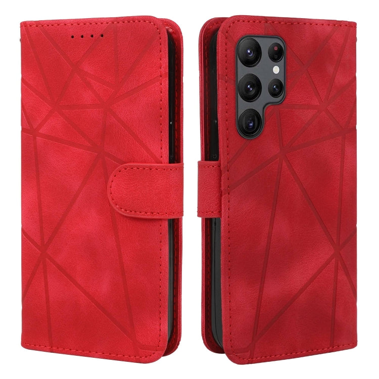 For Samsung Galaxy S25 Ultra 5G Skin Feel Geometric Lines Leather Phone Case(Red) - Galaxy S25 Ultra 5G Cases by PMC Jewellery | Online Shopping South Africa | PMC Jewellery | Buy Now Pay Later Mobicred