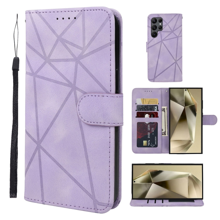 For Samsung Galaxy S25 Ultra 5G Skin Feel Geometric Lines Leather Phone Case(Purple) - Galaxy S25 Ultra 5G Cases by PMC Jewellery | Online Shopping South Africa | PMC Jewellery | Buy Now Pay Later Mobicred