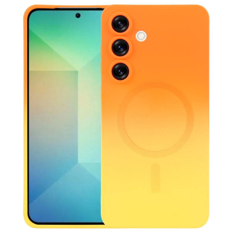 For Samsung Galaxy S25 5G Liquid TPU Silicone Gradient MagSafe Phone Case(Orange Yellow) - Galaxy S25 5G Cases by PMC TechLife | Online Shopping South Africa | PMC TechLife | Buy Now Pay Later Mobicred