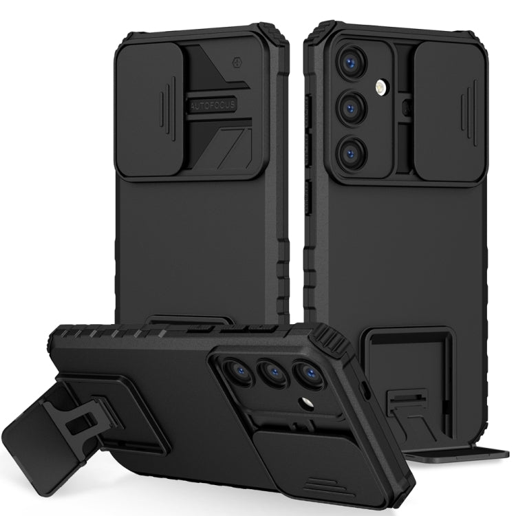 For Samsung Galaxy S25+ 5G Stereoscopic Holder Sliding Camshield Phone Case(Black) - Galaxy S25+ 5G Cases by PMC Jewellery | Online Shopping South Africa | PMC Jewellery | Buy Now Pay Later Mobicred