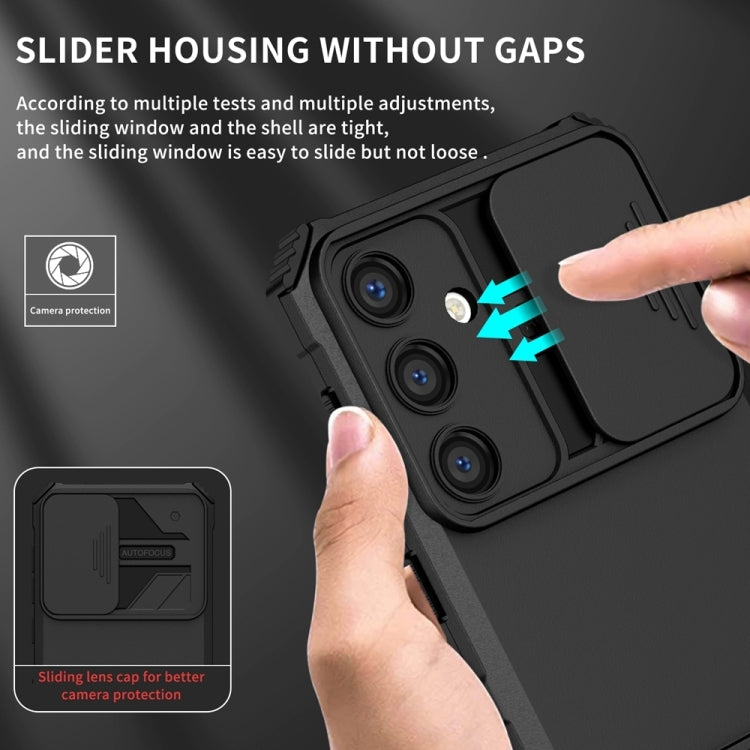 For Samsung Galaxy S25+ 5G Stereoscopic Holder Sliding Camshield Phone Case(Black) - Galaxy S25+ 5G Cases by PMC Jewellery | Online Shopping South Africa | PMC Jewellery | Buy Now Pay Later Mobicred
