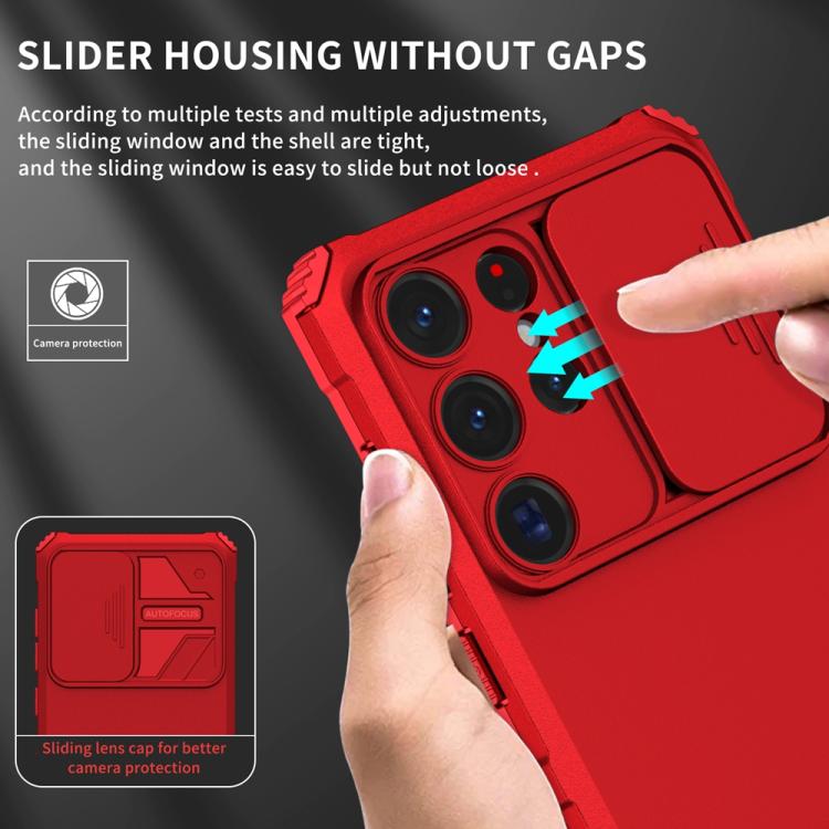 For Samsung Galaxy S25 Ultra 5G Stereoscopic Holder Sliding Camshield Phone Case(Red) - Galaxy S25 Ultra 5G Cases by PMC Jewellery | Online Shopping South Africa | PMC Jewellery | Buy Now Pay Later Mobicred